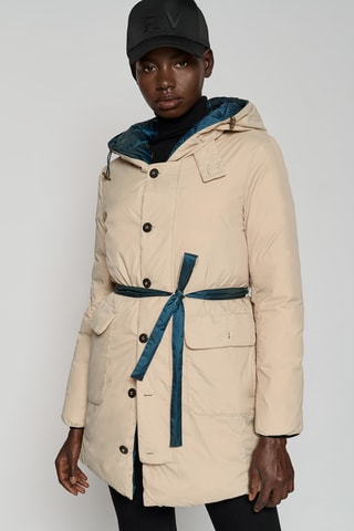 Doudoune réversible à capuche - Beige et bleu canard