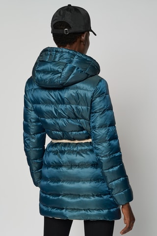 Doudoune réversible à capuche - Beige et bleu canard