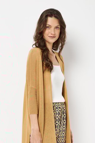 Gilet long en lin et jute - Beige