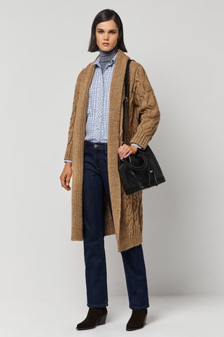 Gilet long en laine et alpaga - Beige