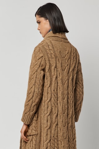 Gilet long en laine et alpaga - Beige