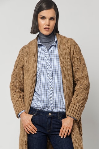 Gilet long en laine et alpaga - Beige