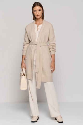 Gilet long en laine et alpaga - Beige