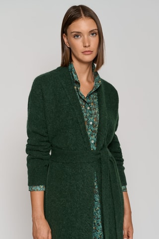 Gilet long en laine et alpaga - Vert foncé