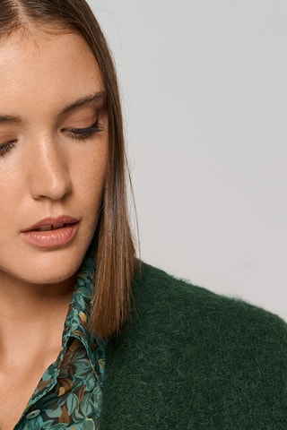 Gilet long en laine et alpaga - Vert foncé