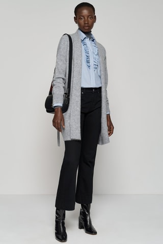 Gilet long en laine et alpaga - Gris chiné