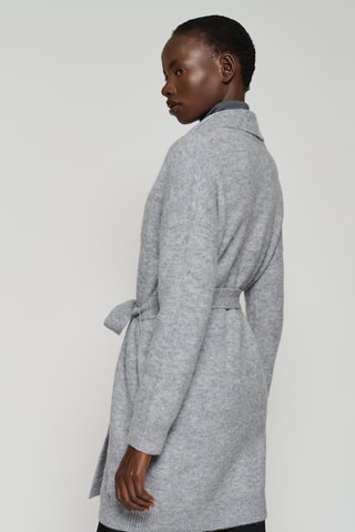 Gilet long en laine et alpaga - Gris chiné