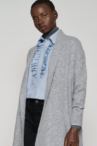 Gilet long en laine et alpaga - Gris chiné