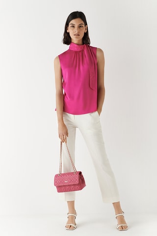 Sac porté épaule en cuir - Fuchsia