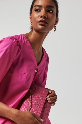 Sac porté épaule en cuir - Fuchsia