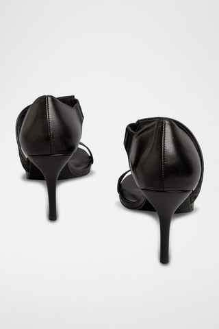 Sandales à talons en cuir de chèvre - Noir