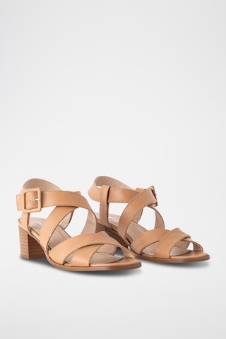 Sandales à talons en cuir de chèvre - Camel