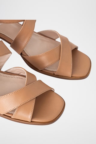 Sandales à talons en cuir de chèvre - Camel