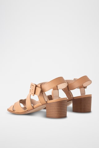 Sandales à talons en cuir de chèvre - Camel