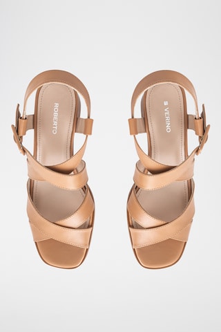 Sandales à talons en cuir de chèvre - Camel