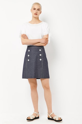 Jupe droite - Bleu marine chiné