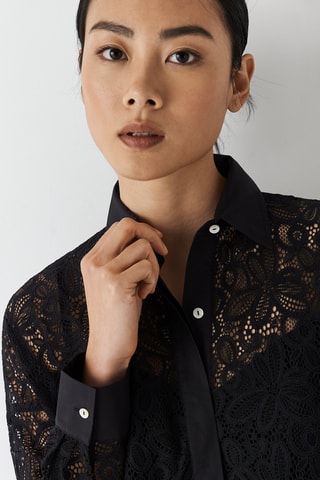 Chemisier oversize en dentelle - Noir
