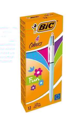 12 stylos-bille Fun Light - 4 encres