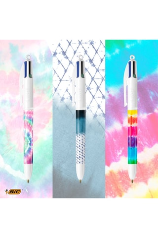 Boîte en métal 6 stylos-bille 4 couleurs Botanique et Tie & Dye - 4 encres