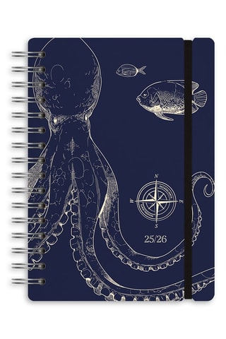 Agenda scolaire 2025-2026 à spirale Under the Sea Studio - Bleu nuit - 21,5 x 16,4 x 14 cm