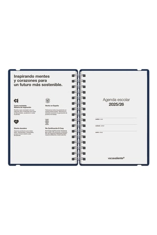 Agenda scolaire 2025-2026 à spirale Under the Sea Studio - Bleu nuit - 21,5 x 16,4 x 14 cm