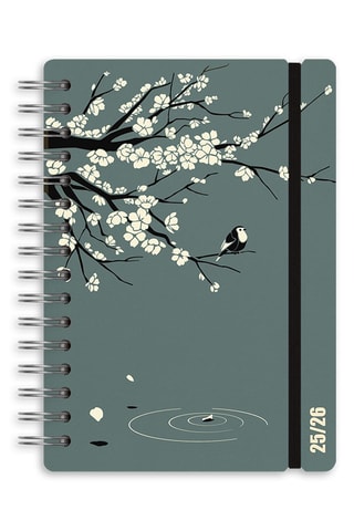 Agenda scolaire 2025-2026 à spirale Sakura Studio - Kaki - 21,5 x 16,4 x 14 cm