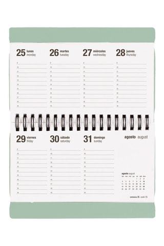 Agenda 2025-2026 à spirale Colors Pocket - Vert d’eau - 16,5 x 10 x 1 cm