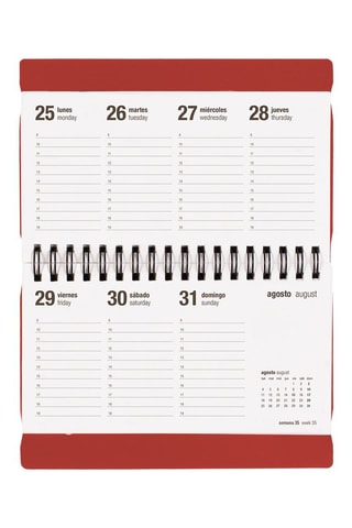 Agenda 2025-2026 à spirale Colors Pocket - Rouge brique - 16,5 x 10 x 1 cm