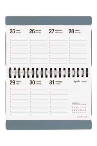 Agenda 2025-2026 à spirale Colors Pocket - Bleu canard - 16,5 × 10 × 1 cm