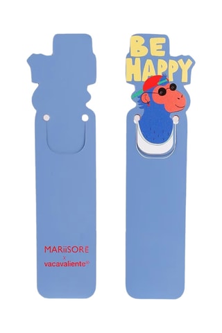 Marque-page en cuir Mariisore Monkey Hipster - Bleu-gris