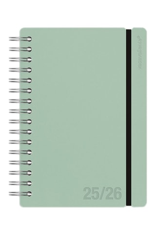 Agenda scolaire 2025-2026 à spirale Colors Studio - Vert d’eau - 21,5 x 16,4 x 14 cm