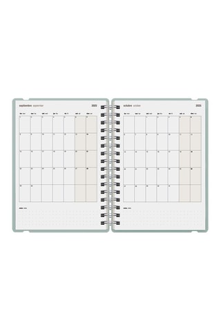 Agenda scolaire 2025-2026 à spirale Colors Studio - Vert d’eau - 21,5 x 16,4 x 14 cm
