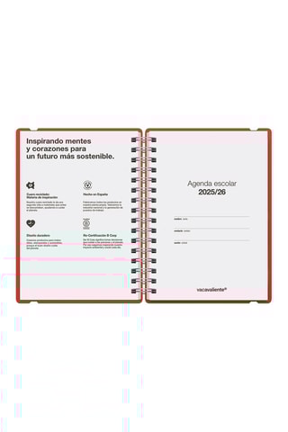 Agenda scolaire 2025-2026 à spirale Colors Studio - Rouge brique - 21,5 x 16,4 x 14 cm