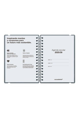 Agenda scolaire 2025-2026 à spirale Colors Studio - Ciel - 21,5 x 16,4 x 14 cm