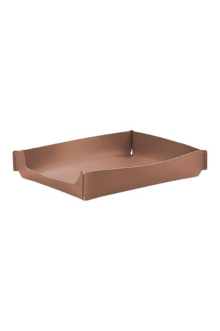 Organisateur de bureau en cuir Ruca - Marron - 25,5 x 8 x 32 cm