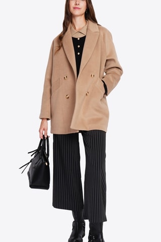 Abrigo oversize de lana  - Beige