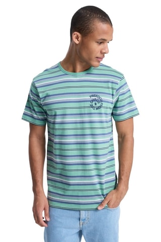 T-shirt in cotone bio - Verde chiaro e cobalto - Quiksilver