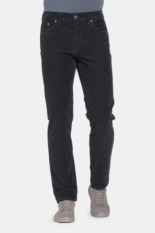 Pantalón recto de pana stretch regular fit - Azul