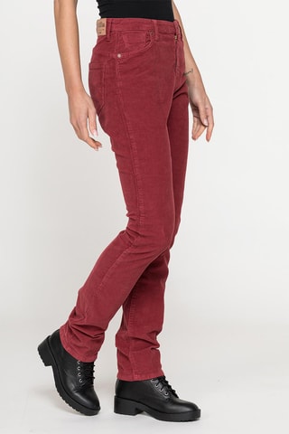 Pantalón recto de pana - Burdeos