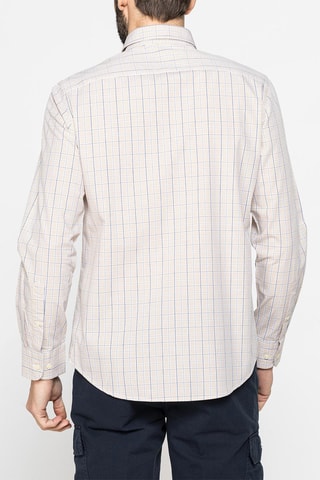 Camisa regular fit - Blanco y beige
