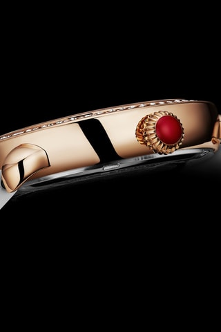 Reloj de cuarzo de piel - Blanco y dorado