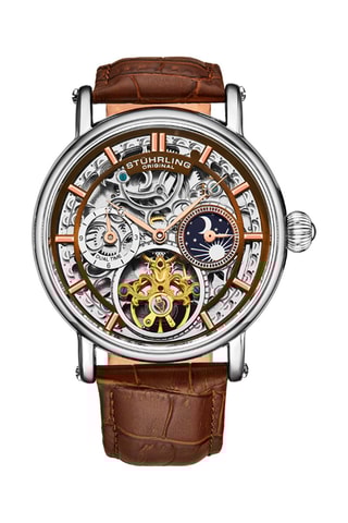 Reloj automático de piel Legacy - Marrón y plateado