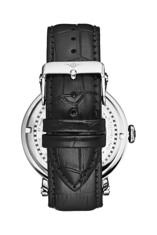 Reloj automático de piel Majestic - GMT - Negro y plateado 