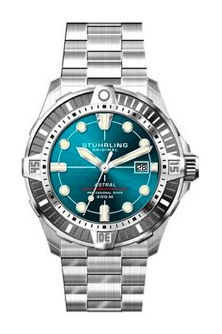 Reloj automático de acero Aquadiver - Taquímetro - Plateado y verde