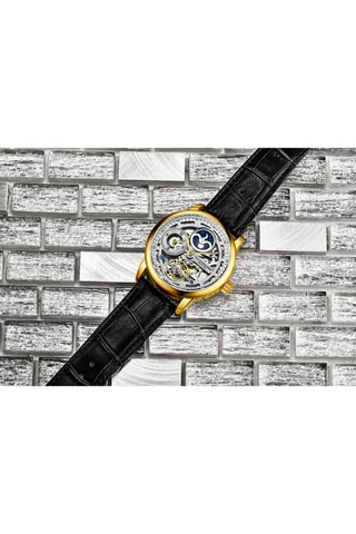 Reloj automático de piel - Negro y dorado