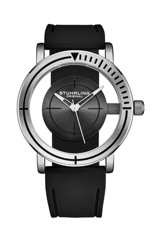 Reloj de cuarzo de silicona Aviator - Negro y plateado