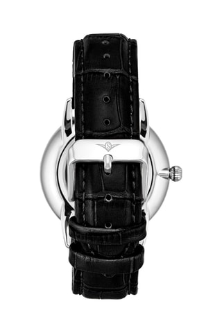 Reloj de cuarzo de piel Symphony - Negro y plateado