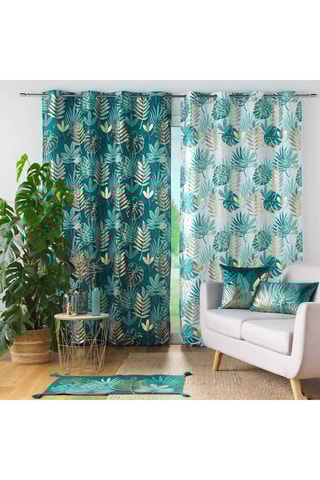 Rideau Ornella - Turquoise et doré - 140 x 260 cm