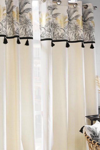 Rideau à œillets Papaya - Beige et noir - 140 x 240 cm