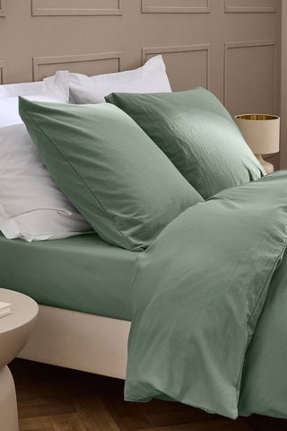 Drap-housse en coton 57 fils/cm² Linella - Sauge